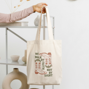 Walk by faith retro Tote Bag